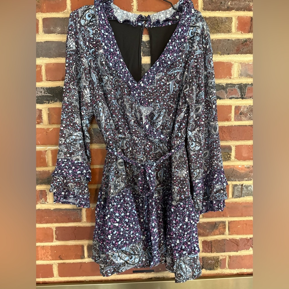 Elegant Purple Paisley Mini Dress